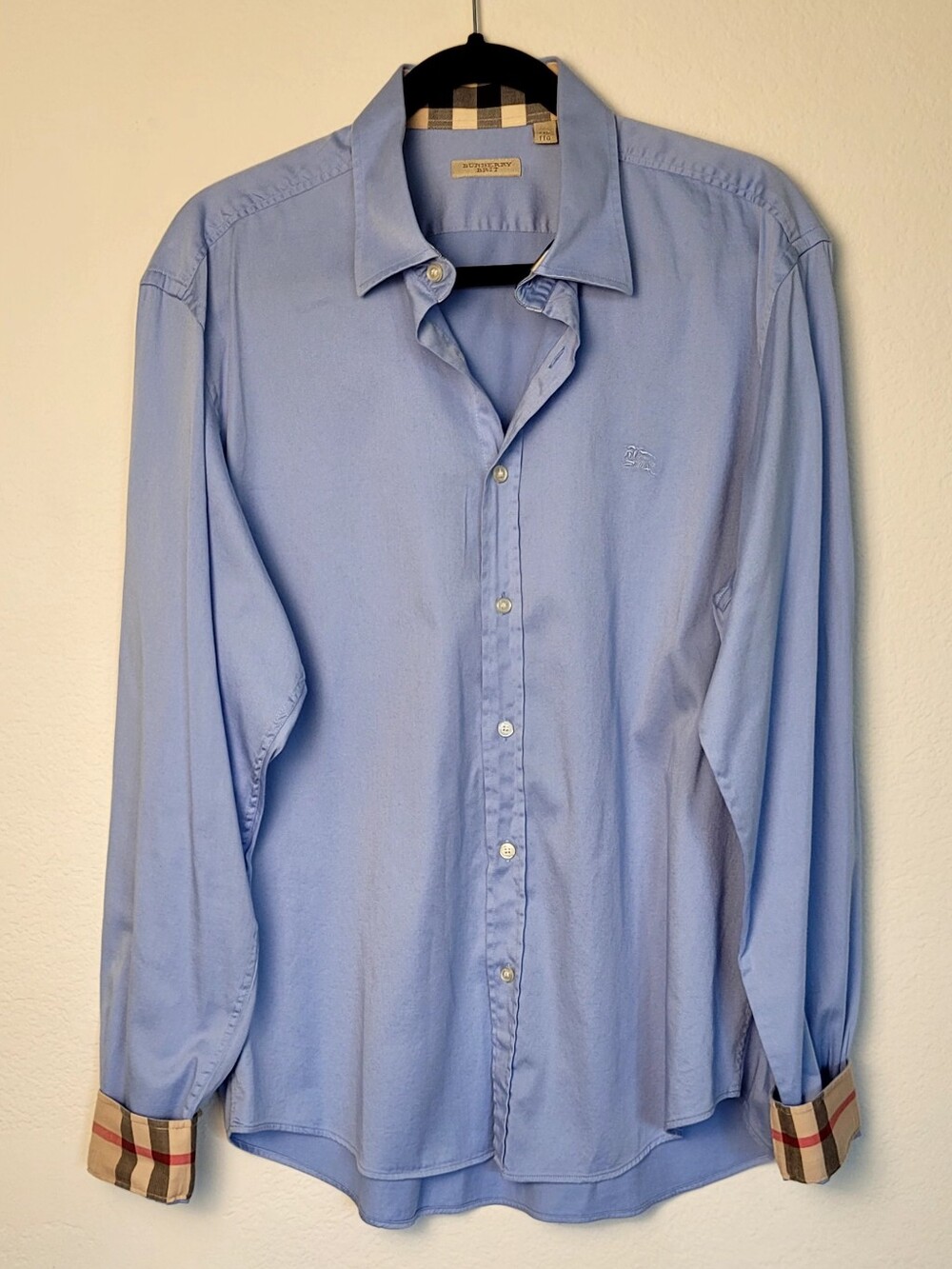 Burberry Burberry Brit Nova Check Button Up Shirt Men’s XXL Fits XL Light Blue - Picture 2 of 14